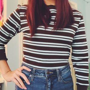 Baby blue and brown striped sweater 🐿💙